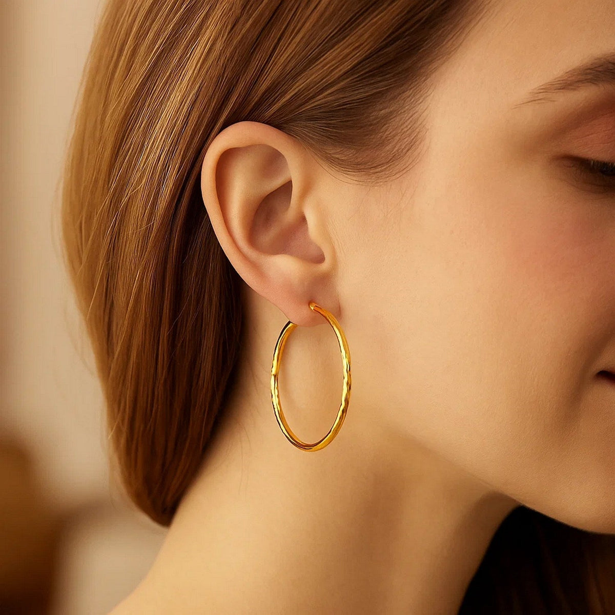 14k Yellow Gold Fancy Diamond Cut Extra Large Hoop Earrings (2x45mm) - LinkagejewelrydesignLinkagejewelrydesign
