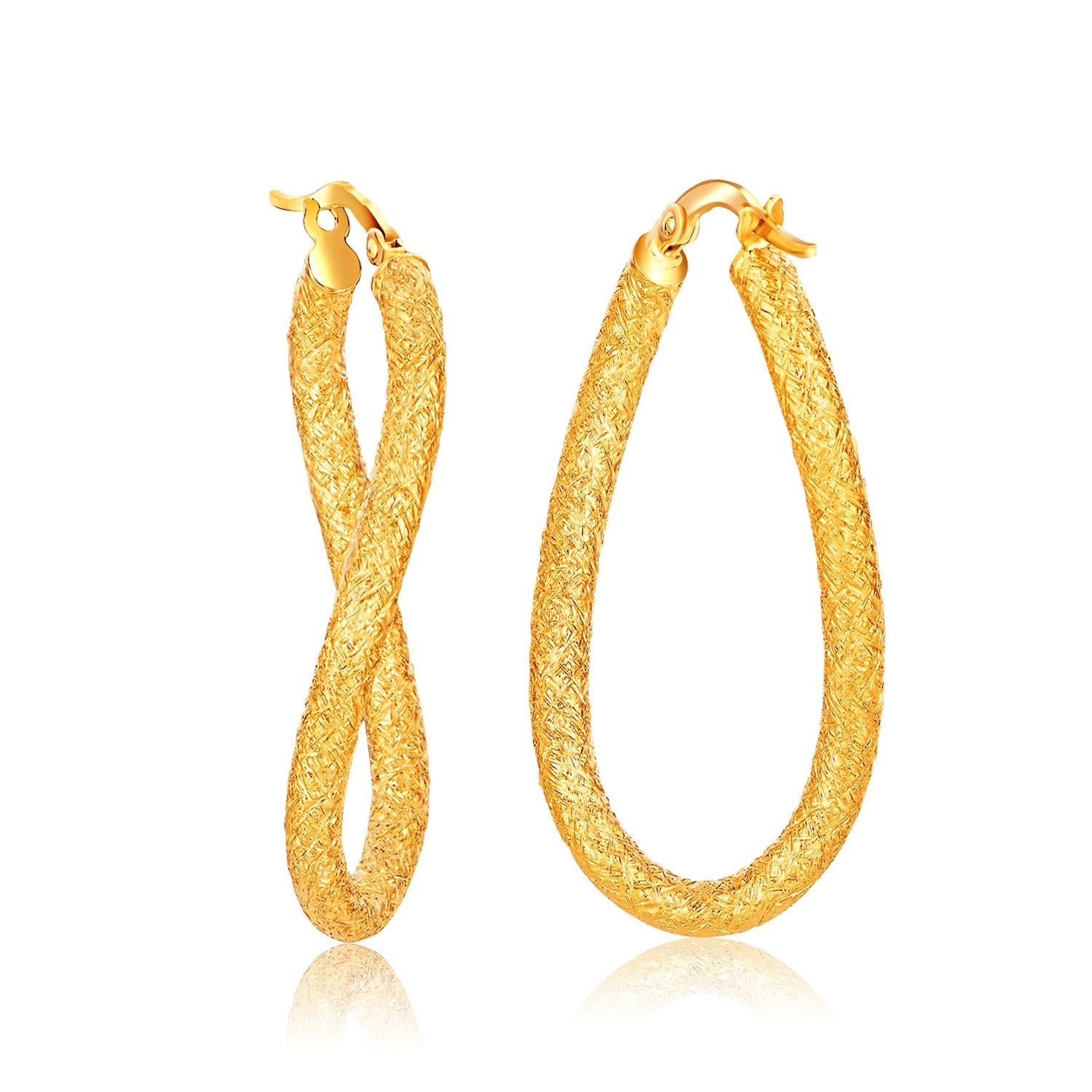 14K Yellow Gold Fancy Twisted Dangling Earrings with Freeform Textured Details - LinkagejewelrydesignLinkagejewelrydesign