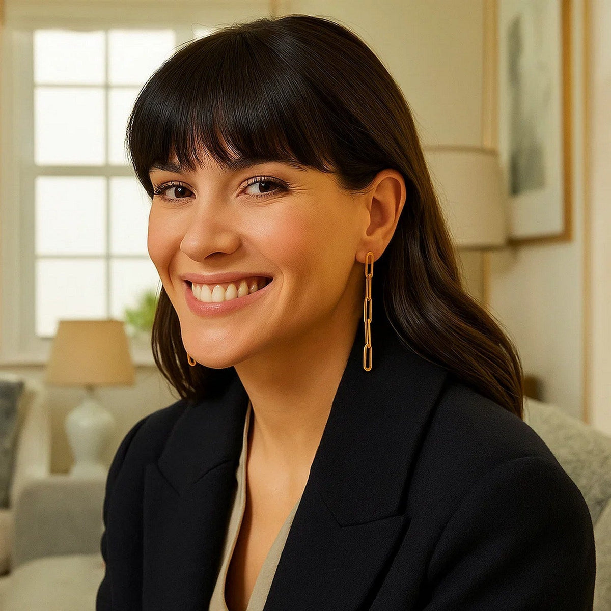 14K Yellow Gold Five Link Paperclip Chain Earrings - LinkagejewelrydesignLinkagejewelrydesign