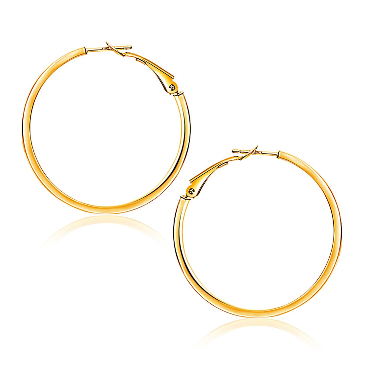 14K Yellow Gold Flat Hoop Earrings (1 1/4 inch Diameter) - LinkagejewelrydesignLinkagejewelrydesign
