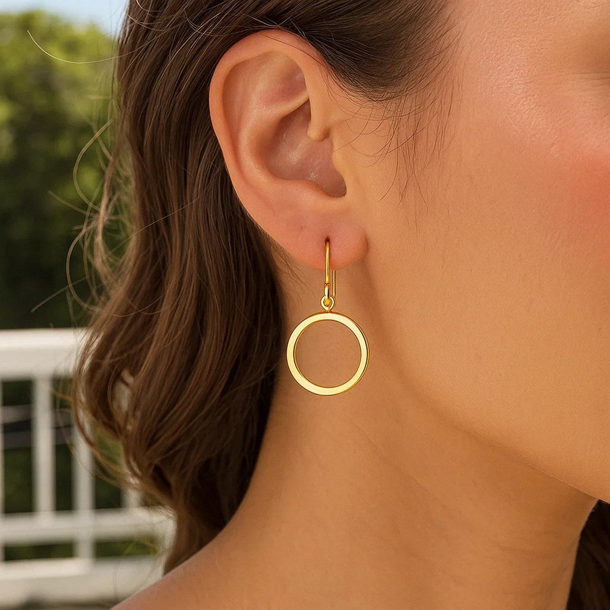 14k Yellow Gold Flat Open Tube Round Earrings - LinkagejewelrydesignLinkagejewelrydesign