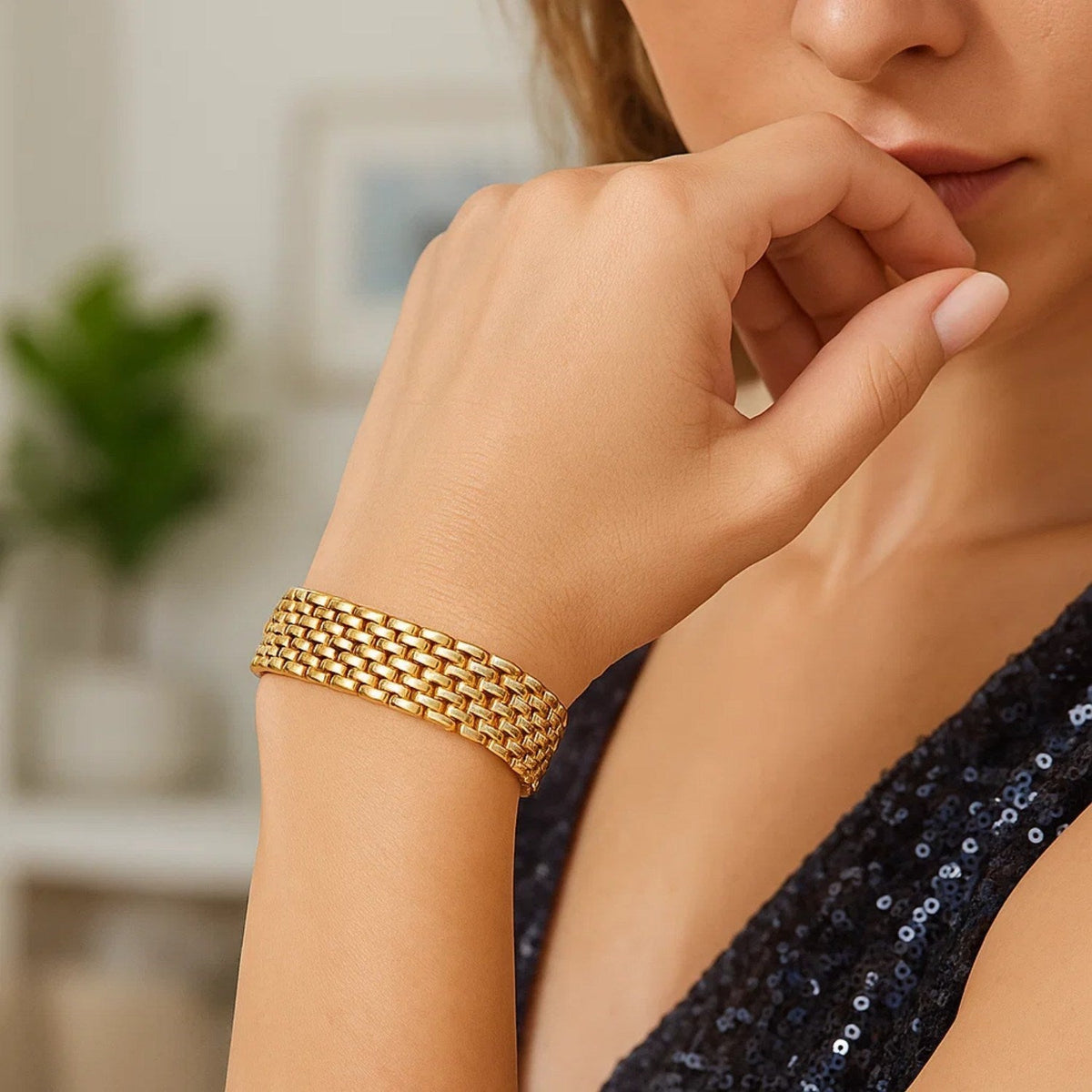 14k Yellow Gold Flexible Panther 9.0mm Line Bracelet - LinkagejewelrydesignLinkagejewelrydesign