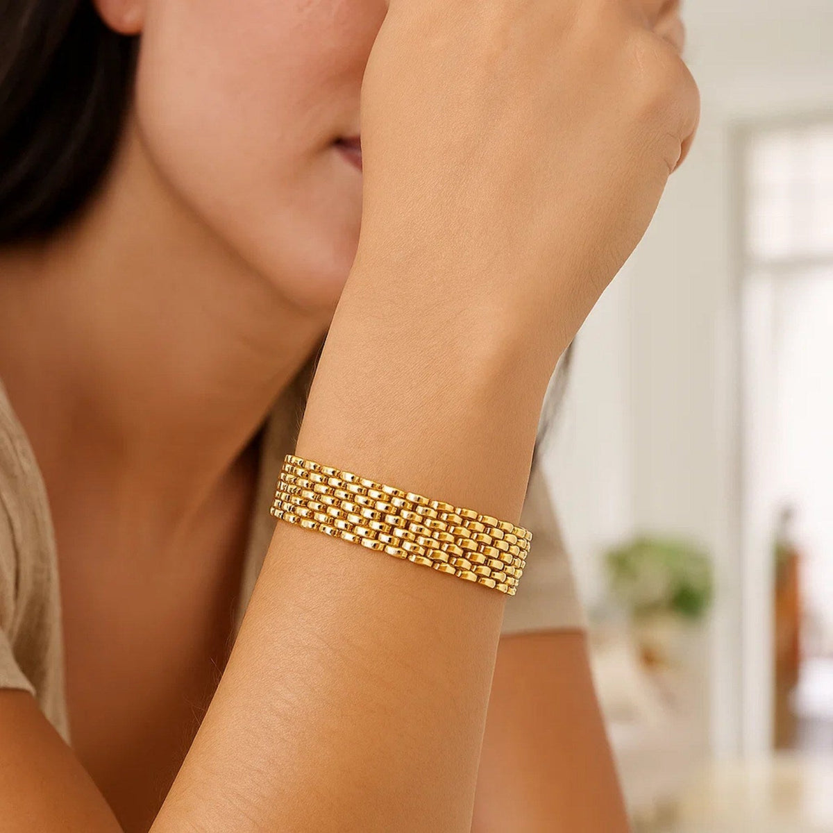 14k Yellow Gold Flexible Panther 9.0mm Line Bracelet - LinkagejewelrydesignLinkagejewelrydesign