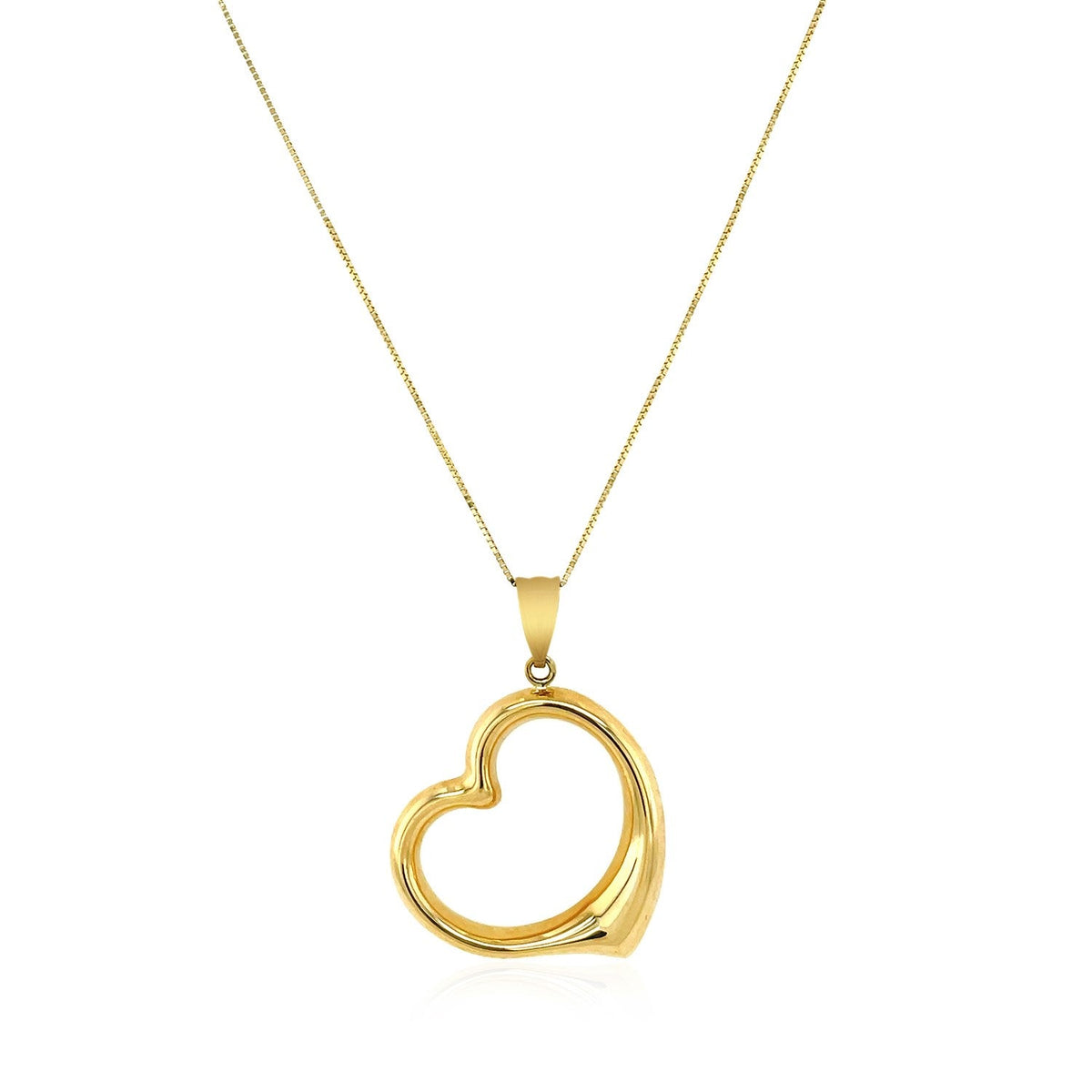 14k Yellow Gold Floating Heart Drop Pendant - LinkagejewelrydesignLinkagejewelrydesign