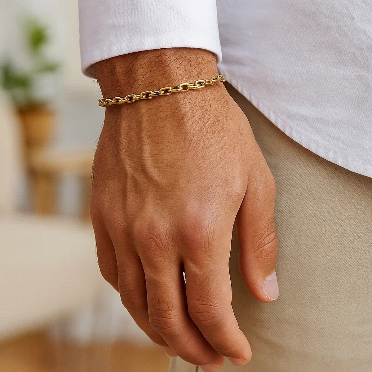 14k Yellow Gold French Cable Chain Bracelet (3.60 mm) - LinkagejewelrydesignLinkagejewelrydesign