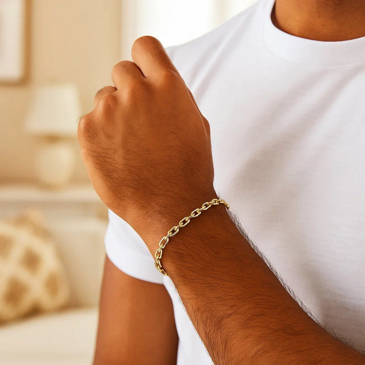 14k Yellow Gold French Cable Chain Bracelet (3.60 mm) - LinkagejewelrydesignLinkagejewelrydesign