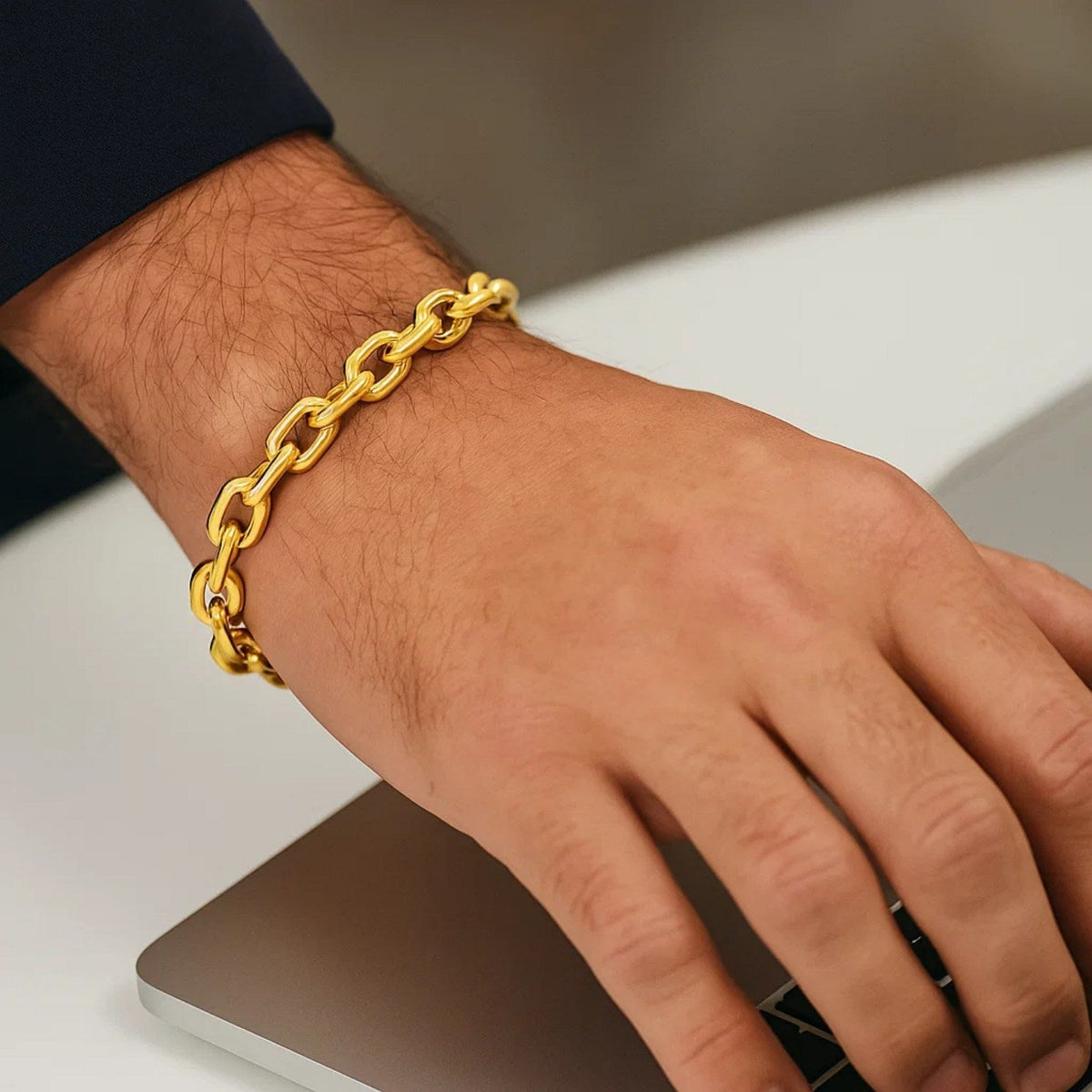 14k Yellow Gold French Cable Chain Bracelet (6.10 mm) - LinkagejewelrydesignLinkagejewelrydesign