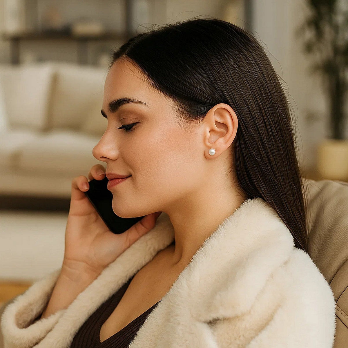 14k Yellow Gold Freshwater Cultured White Pearl Stud Earrings (5mm) - LinkagejewelrydesignLinkagejewelrydesign