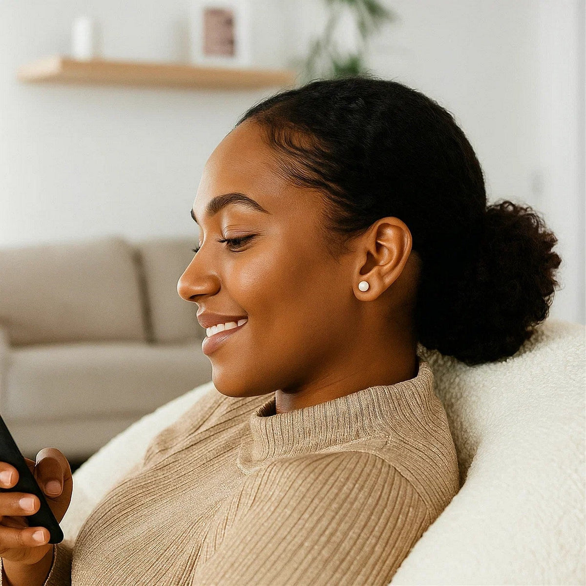 14k Yellow Gold Freshwater Cultured White Pearl Stud Earrings (6mm) - LinkagejewelrydesignLinkagejewelrydesign