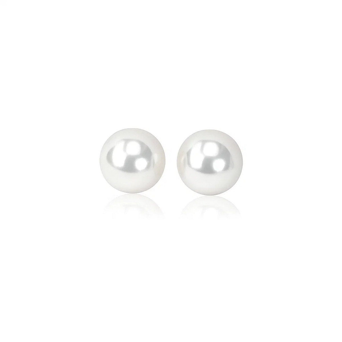 14k Yellow Gold Freshwater Cultured White Pearl Stud Earrings (6mm) - LinkagejewelrydesignLinkagejewelrydesign