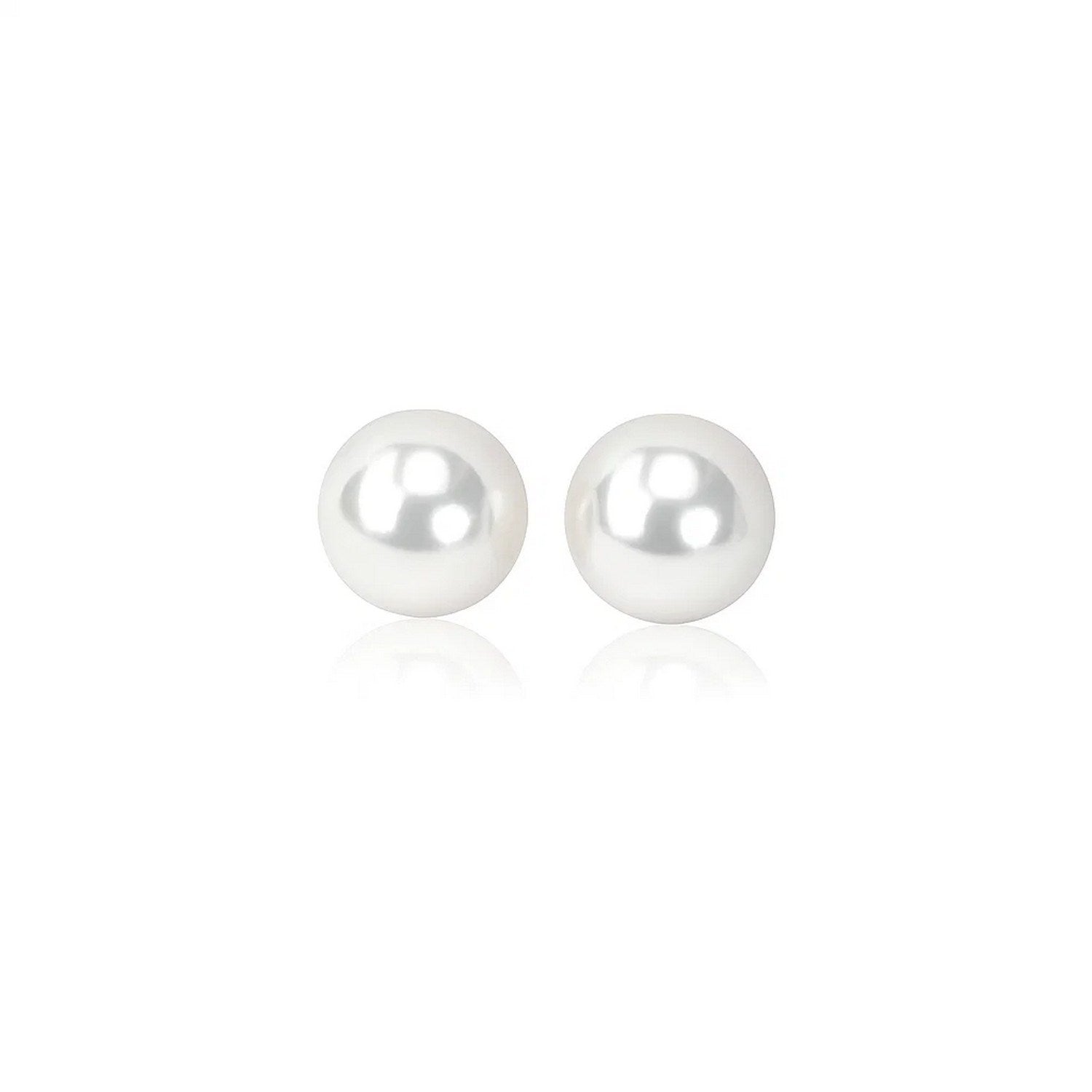 14k Yellow Gold Freshwater Cultured White Pearl Stud Earrings (6mm) - LinkagejewelrydesignLinkagejewelrydesign