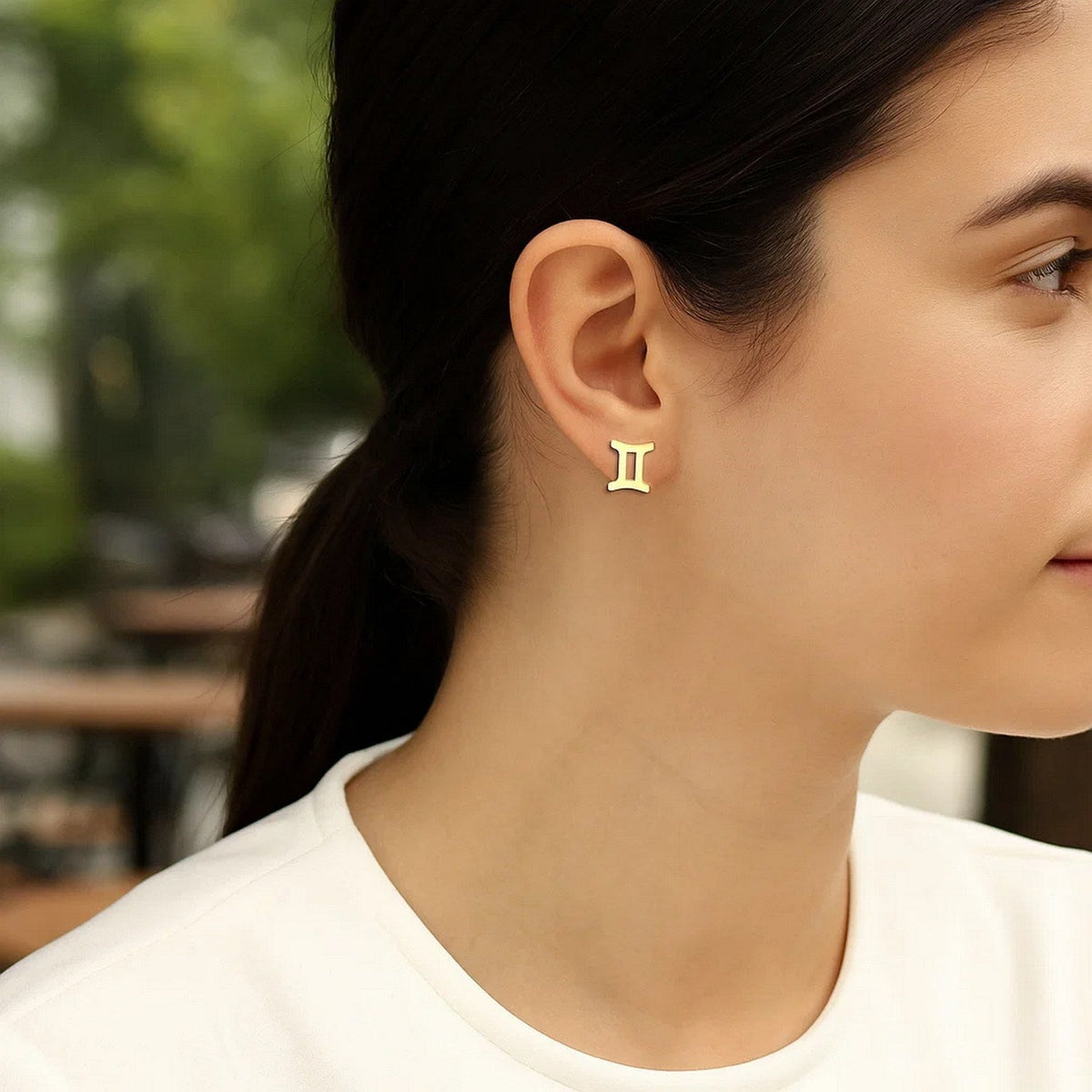 14K Yellow Gold Gemini Stud Earrings - LinkagejewelrydesignLinkagejewelrydesign