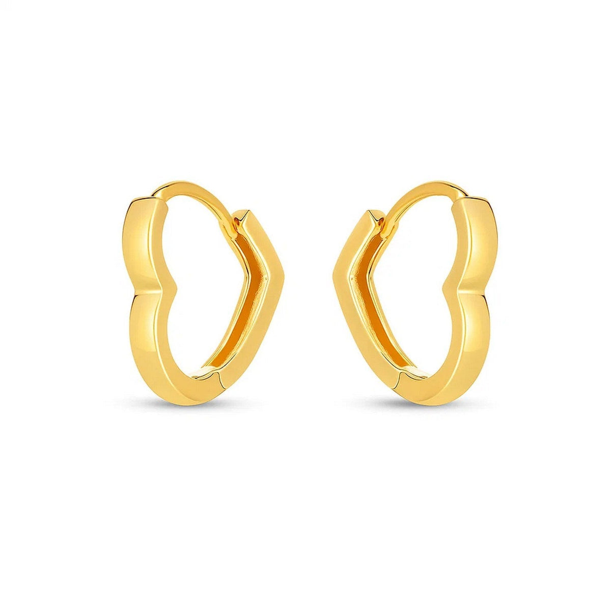 14k Yellow Gold Heart Huggie Hoops - LinkagejewelrydesignLinkagejewelrydesign
