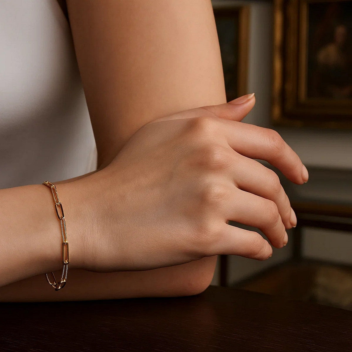 14k Yellow Gold High Polish Alternating Bead Paperclip Bracelet (3.50 mm) - LinkagejewelrydesignLinkagejewelrydesign