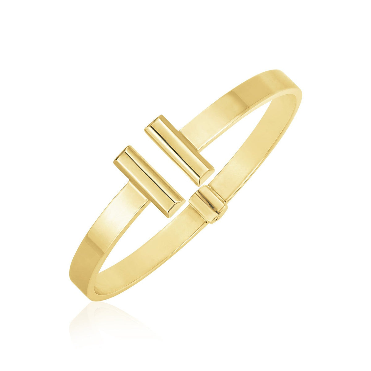 14k Yellow Gold High Polish Bar Cuff Bangle (6mm) - LinkagejewelrydesignLinkagejewelrydesign