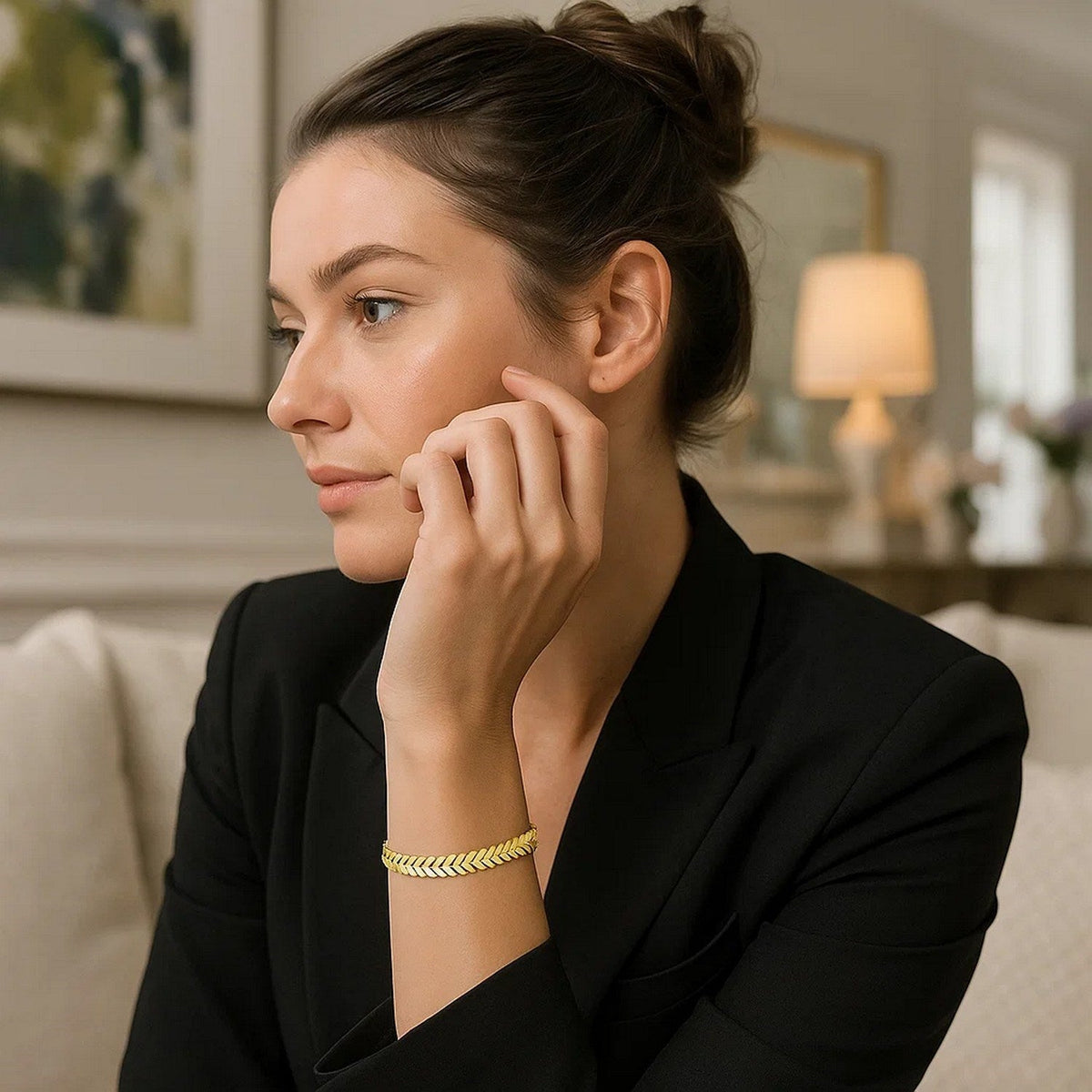 14k Yellow Gold High Polish Chevron Link Bracelet (6.00 mm) - LinkagejewelrydesignLinkagejewelrydesign