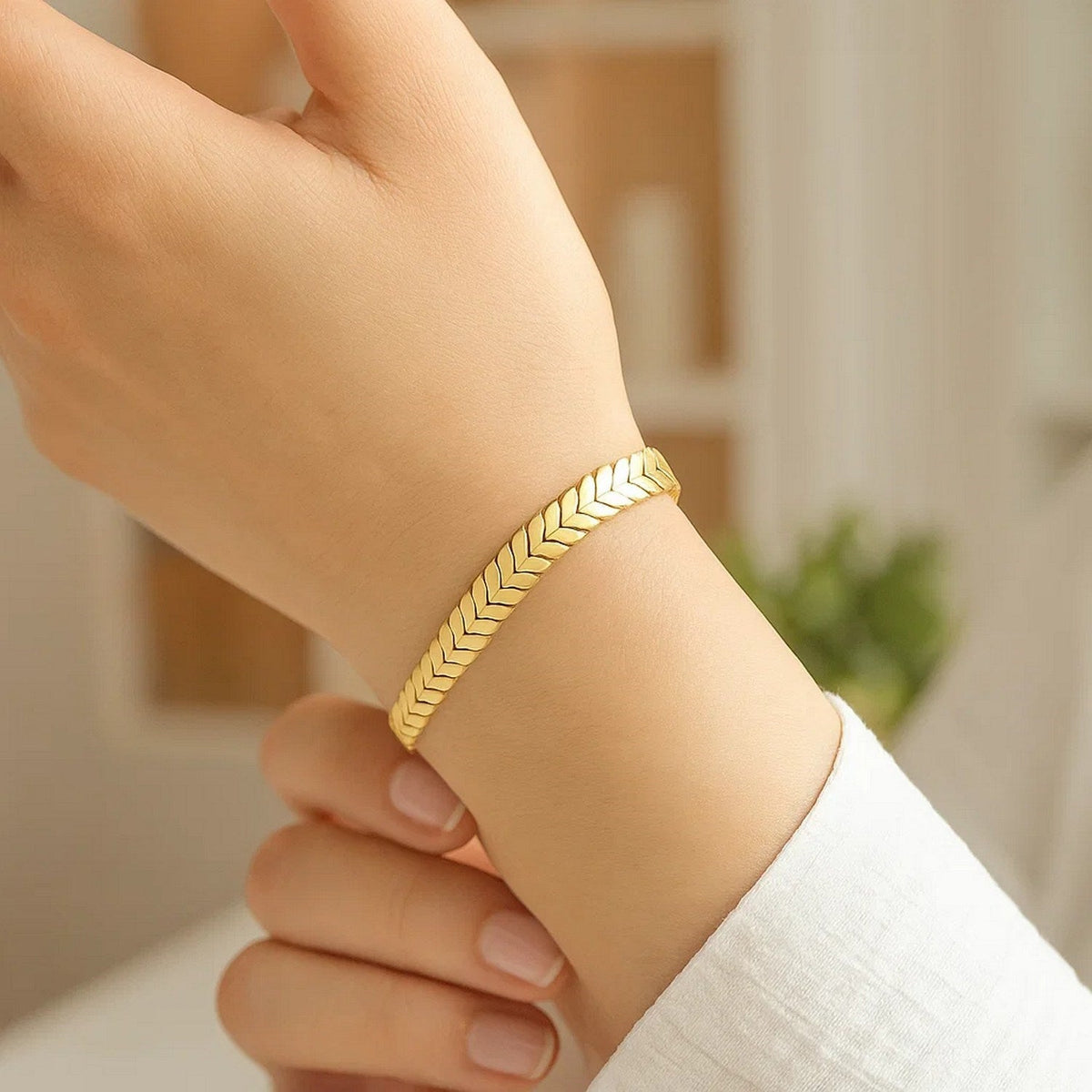 14k Yellow Gold High Polish Chevron Link Bracelet (6.00 mm) - LinkagejewelrydesignLinkagejewelrydesign