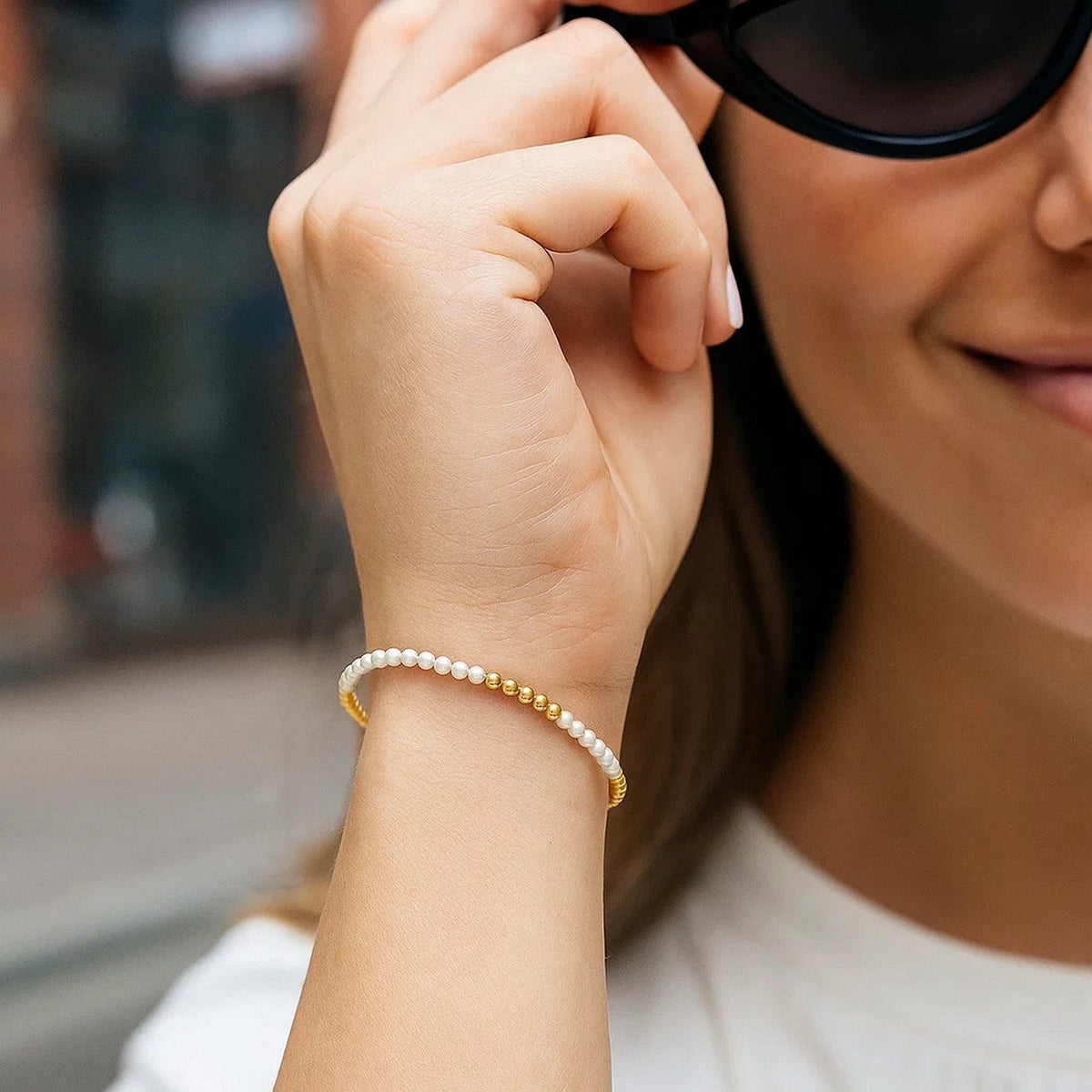 14k Yellow Gold High Polish Freshwater Pearl Pallina Bead Bracelet (2.00 mm) - LinkagejewelrydesignLinkagejewelrydesign