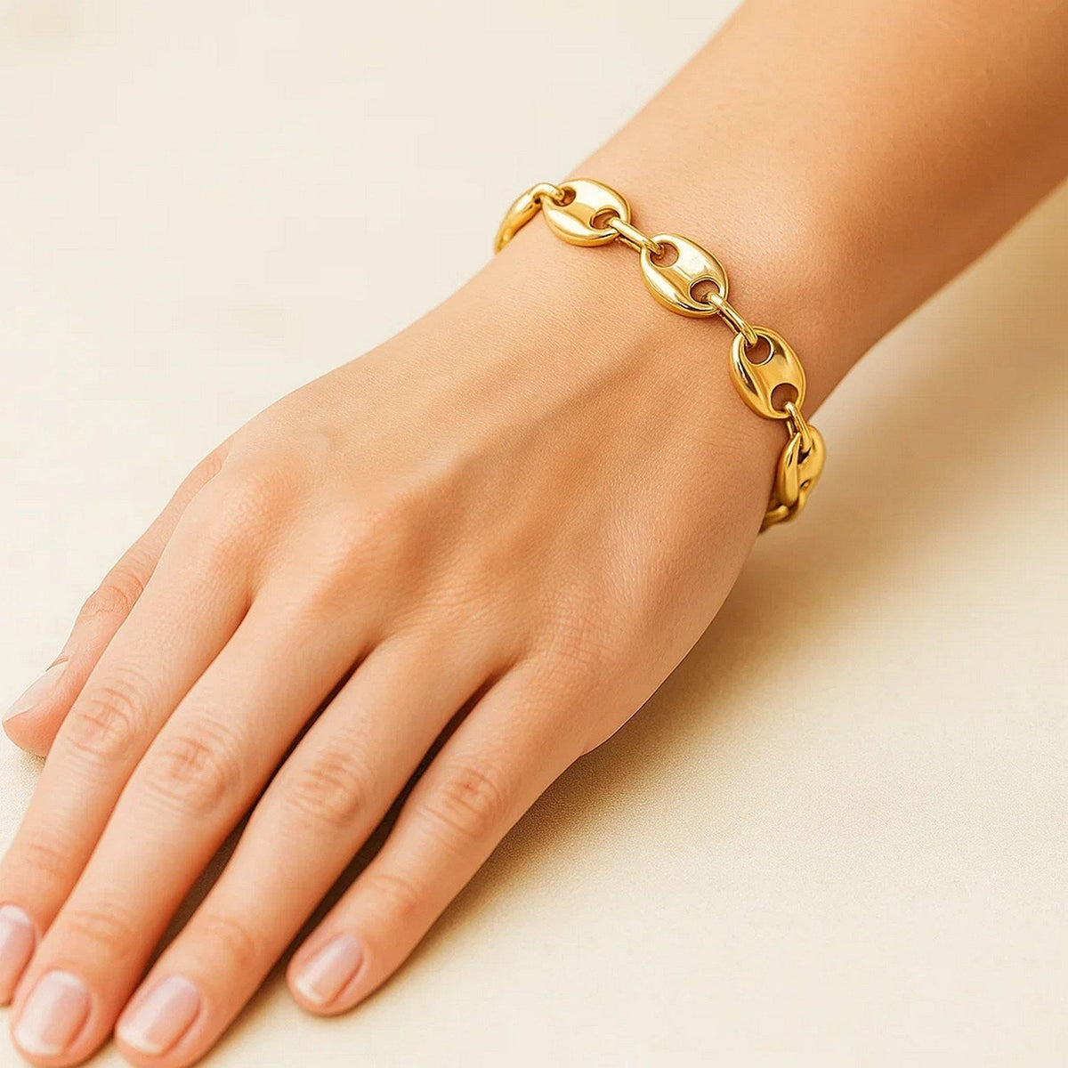 14k Yellow Gold High Polish Lite Puffed Mariner Link Bracelet (15.00 mm) - LinkagejewelrydesignLinkagejewelrydesign