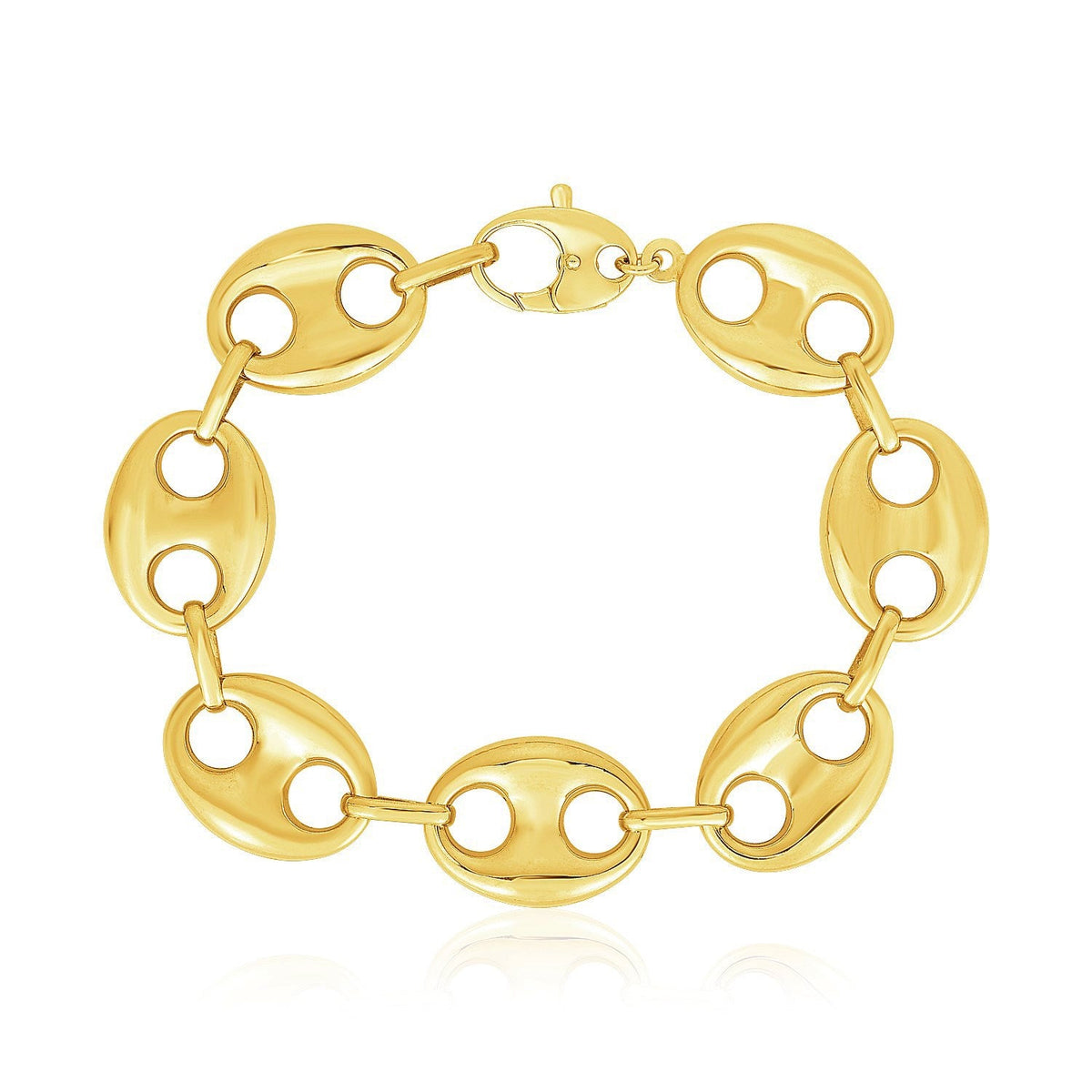 14k Yellow Gold High Polish Lite Puffed Mariner Link Bracelet (21.00 mm) - LinkagejewelrydesignLinkagejewelrydesign