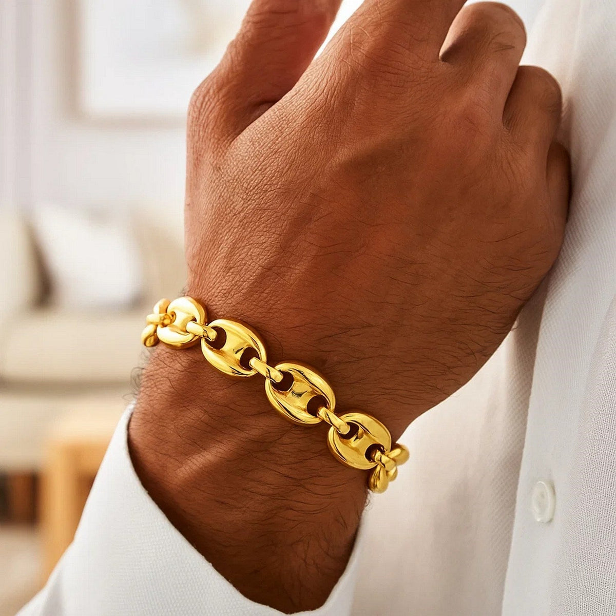 14k Yellow Gold High Polish Lite Puffed Mariner Link Bracelet (21.00 mm) - LinkagejewelrydesignLinkagejewelrydesign