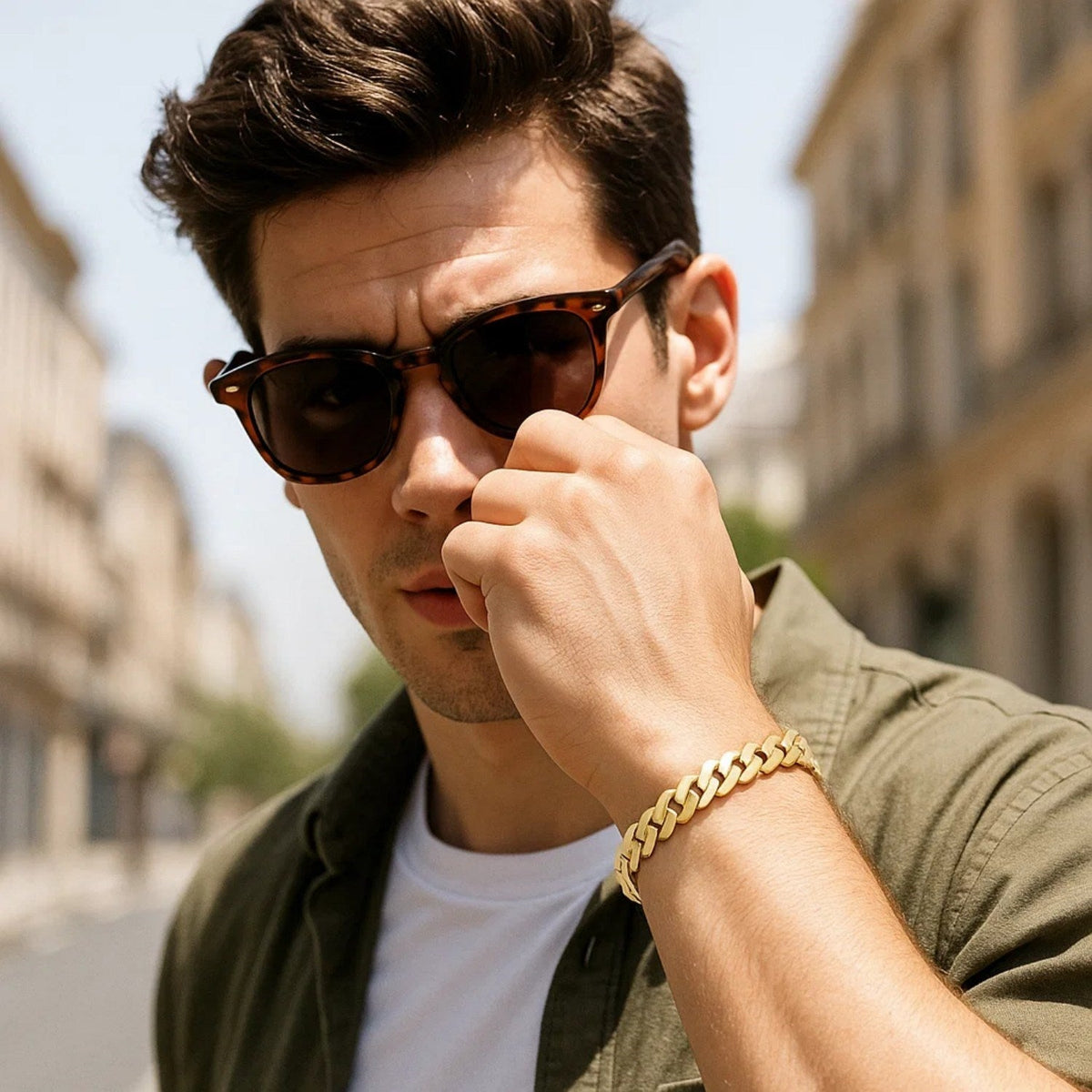 14k Yellow Gold High Polish Modern Lite Edge Bracelet (8.0mm) - LinkagejewelrydesignLinkagejewelrydesign