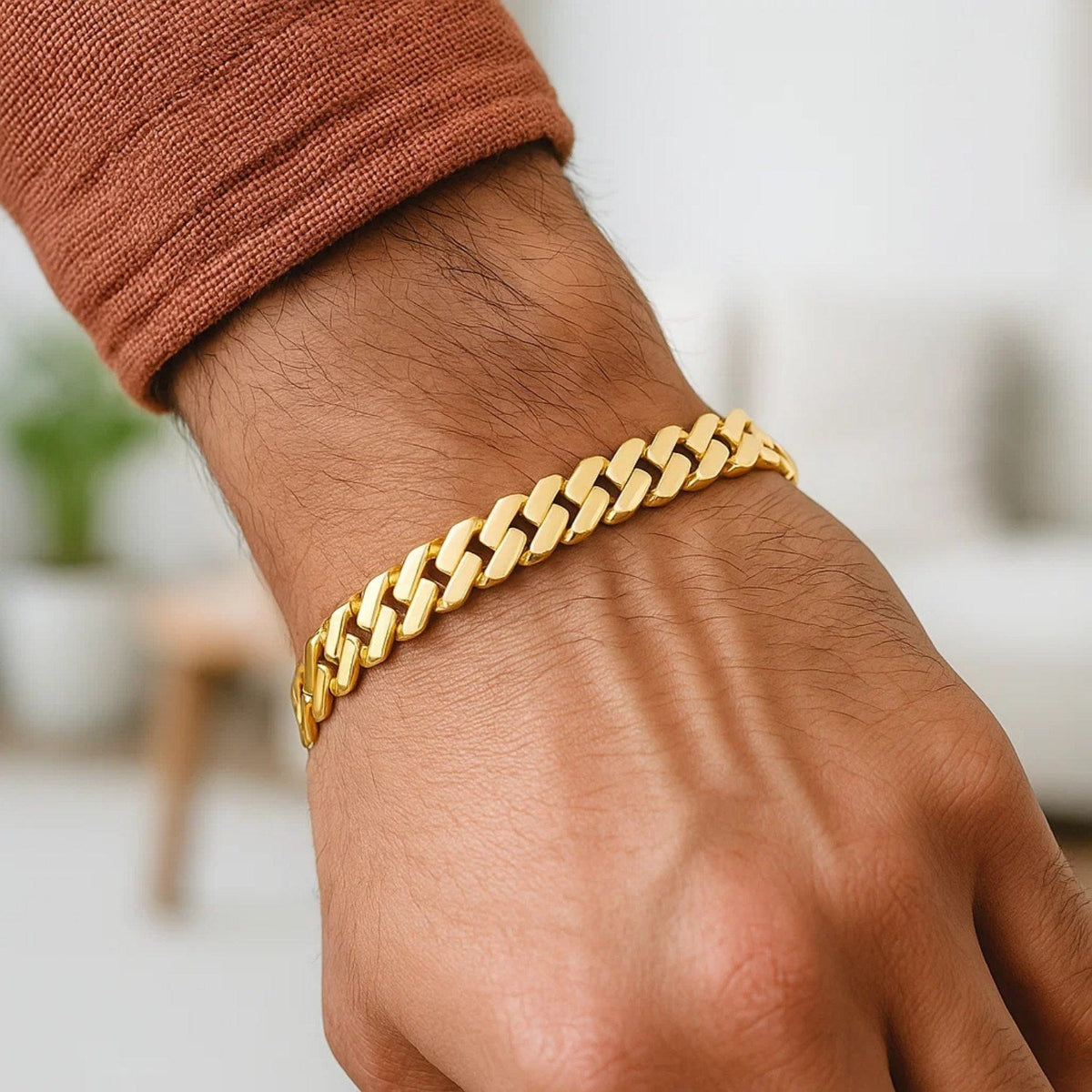 14k Yellow Gold High Polish Modern Lite Edge Bracelet (8.0mm) - LinkagejewelrydesignLinkagejewelrydesign