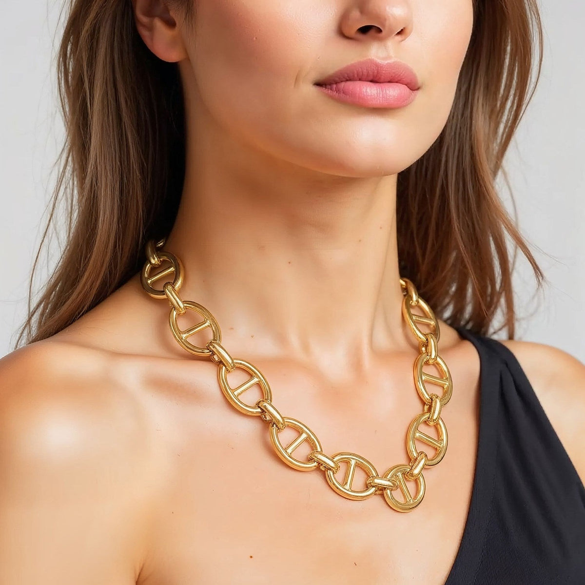 14k Yellow Gold High Polish Oval Mariner Link Necklace (13.8mm) - LinkagejewelrydesignLinkagejewelrydesign