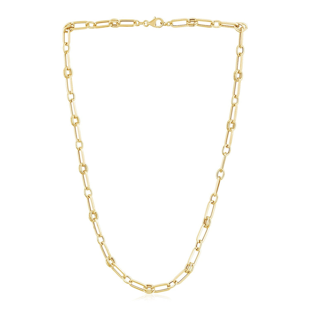 14k Yellow Gold High Polish Paperclip Rondel Link Chain - LinkagejewelrydesignLinkagejewelrydesign
