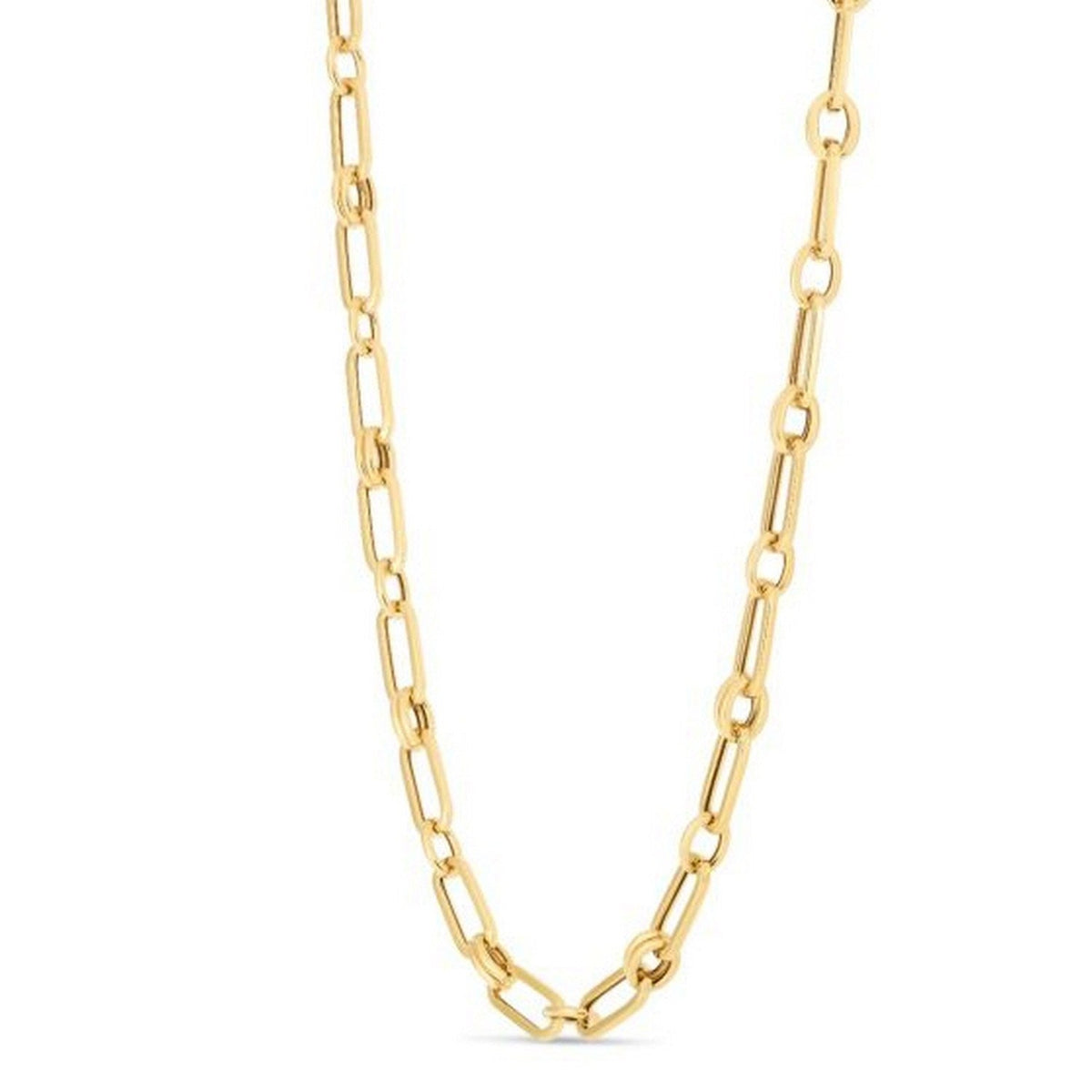 14k Yellow Gold High Polish Paperclip Rondel Link Chain - LinkagejewelrydesignLinkagejewelrydesign