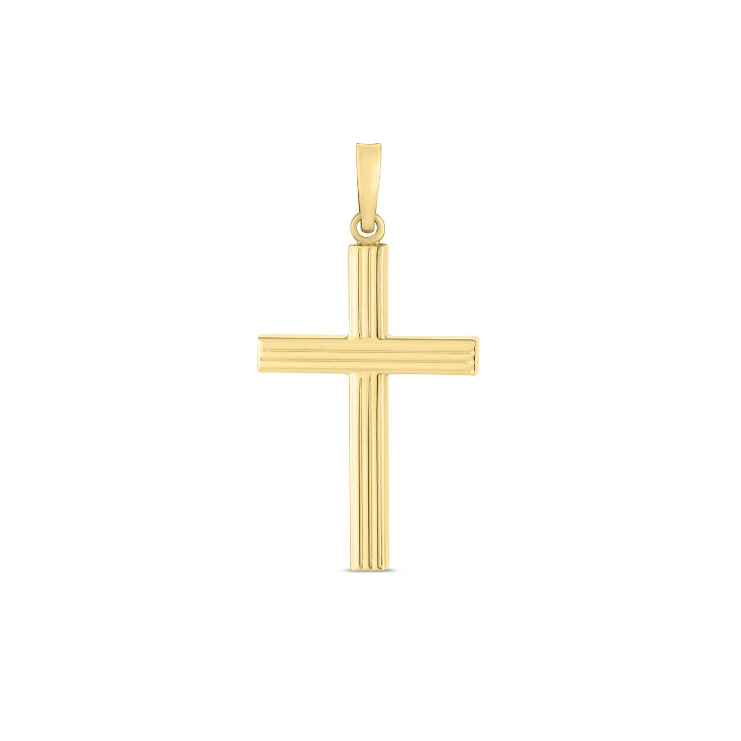 14k Yellow Gold High Polish Ribber Cross Pendant - LinkagejewelrydesignLinkagejewelrydesign