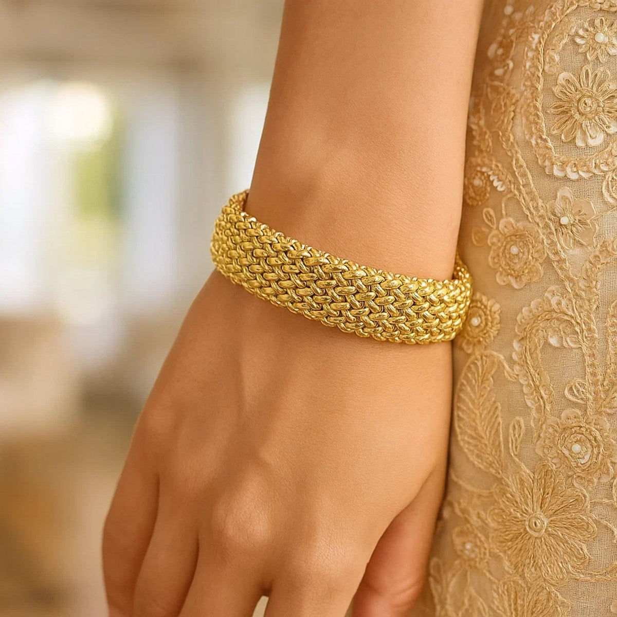 14k Yellow Gold High Polish Thick Braided Bracelet (14.5mm) - LinkagejewelrydesignLinkagejewelrydesign
