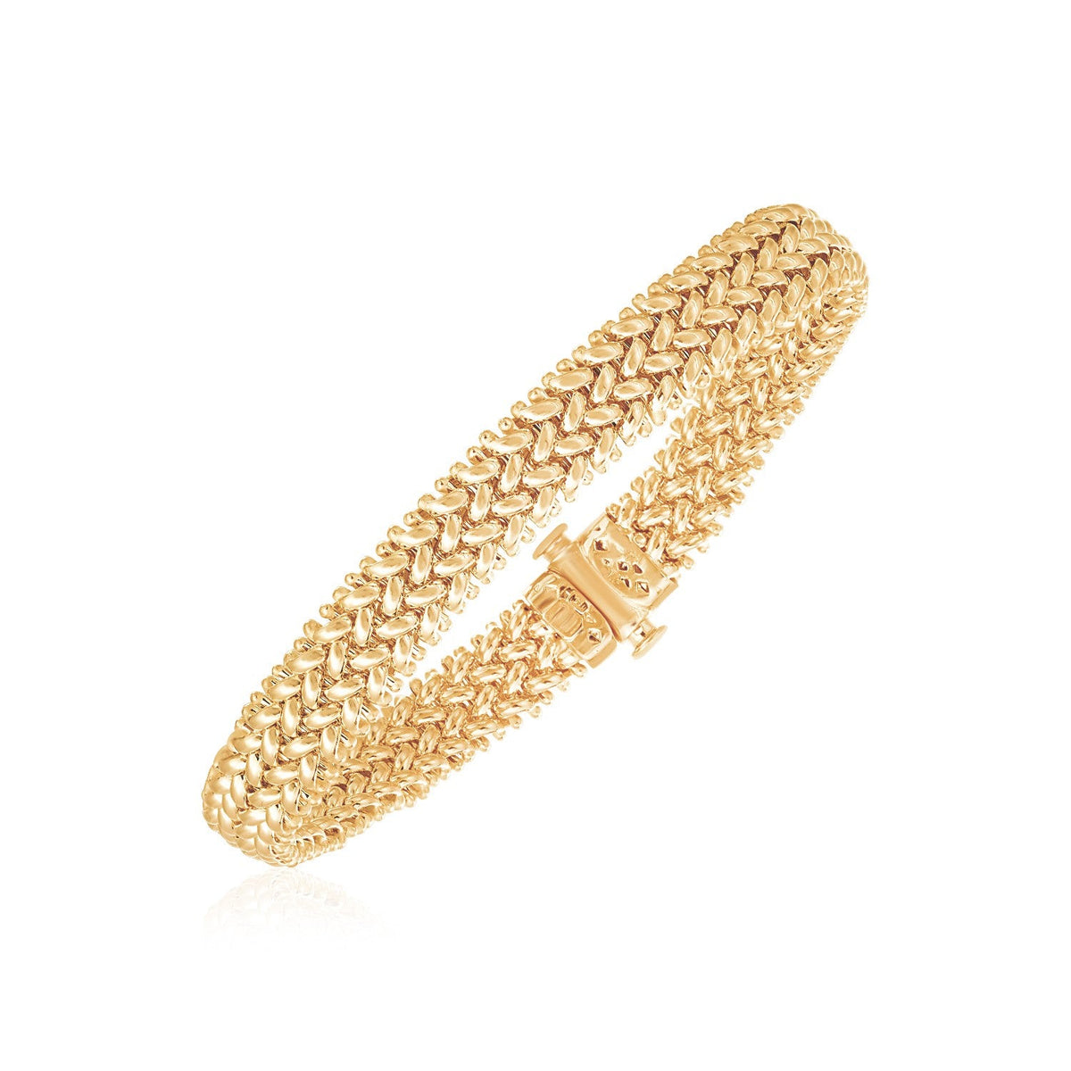 14k Yellow Gold High Polish Thick Braided Bracelet (8.8mm) - LinkagejewelrydesignLinkagejewelrydesign