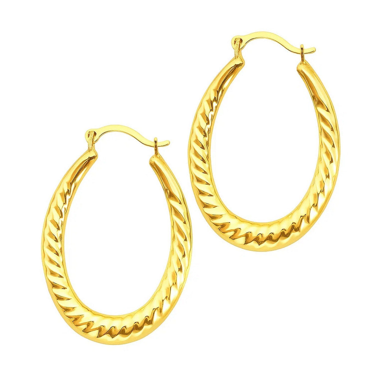 14k Yellow Gold Hoop Earrings with Textured Details - LinkagejewelrydesignLinkagejewelrydesign