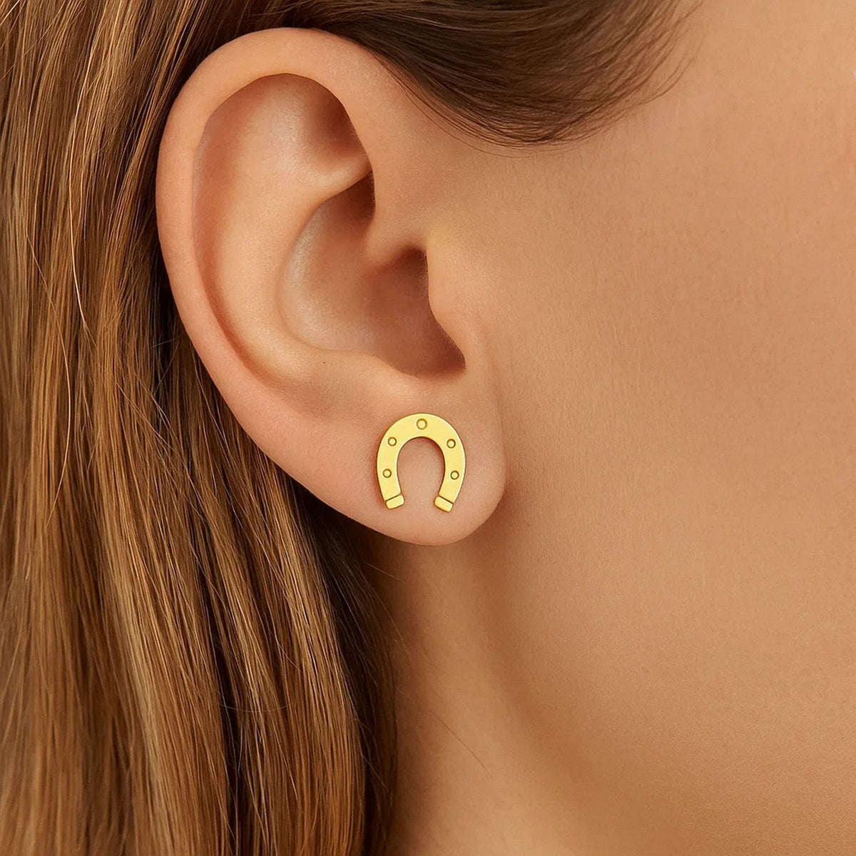 14K Yellow Gold Horseshoe Earrings - LinkagejewelrydesignLinkagejewelrydesign