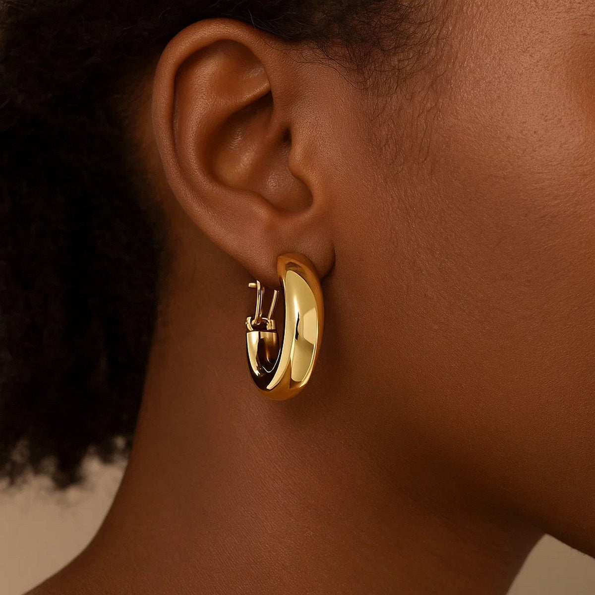14k Yellow Gold Large Omega C Hoops - LinkagejewelrydesignLinkagejewelrydesign