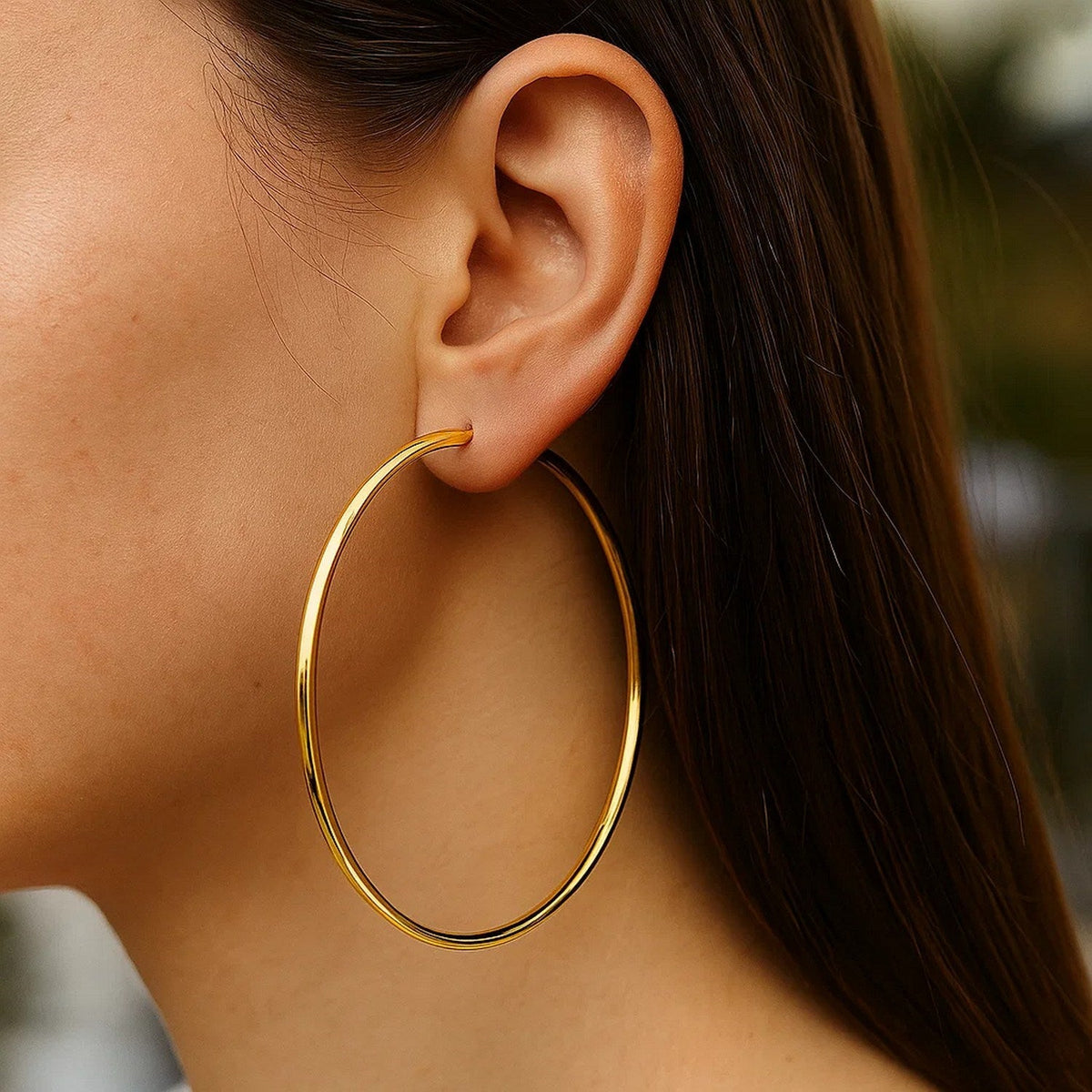 14k Yellow Gold Large Polished Hoop Earrings(2x70mm) - LinkagejewelrydesignLinkagejewelrydesign