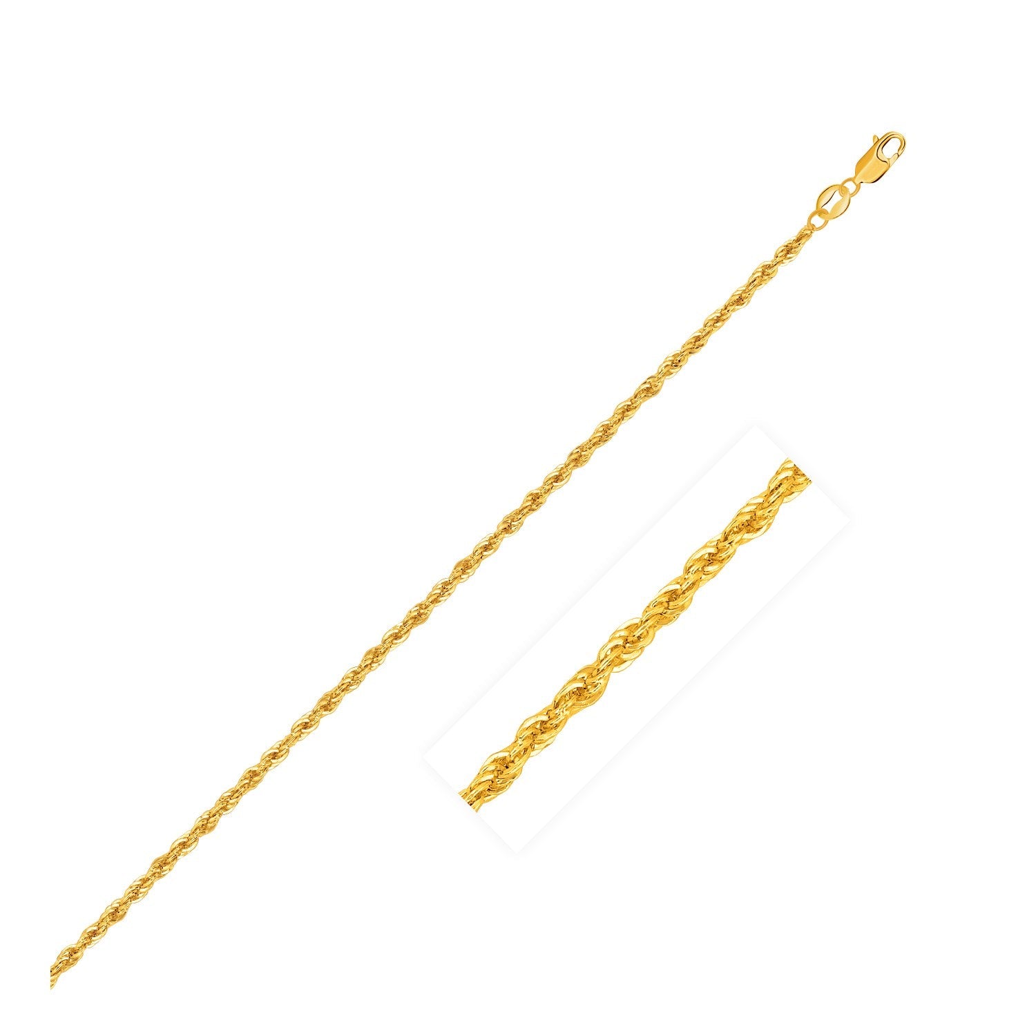 14k Yellow Gold Light Rope Chain (1.50 mm) - LinkagejewelrydesignLinkagejewelrydesign