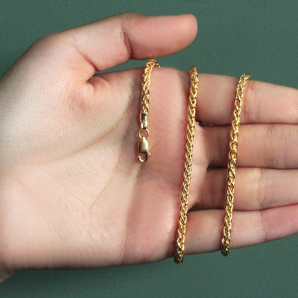 14k Yellow Gold Light Weight Wheat Chain (3.20 mm) - LinkagejewelrydesignLinkagejewelrydesign