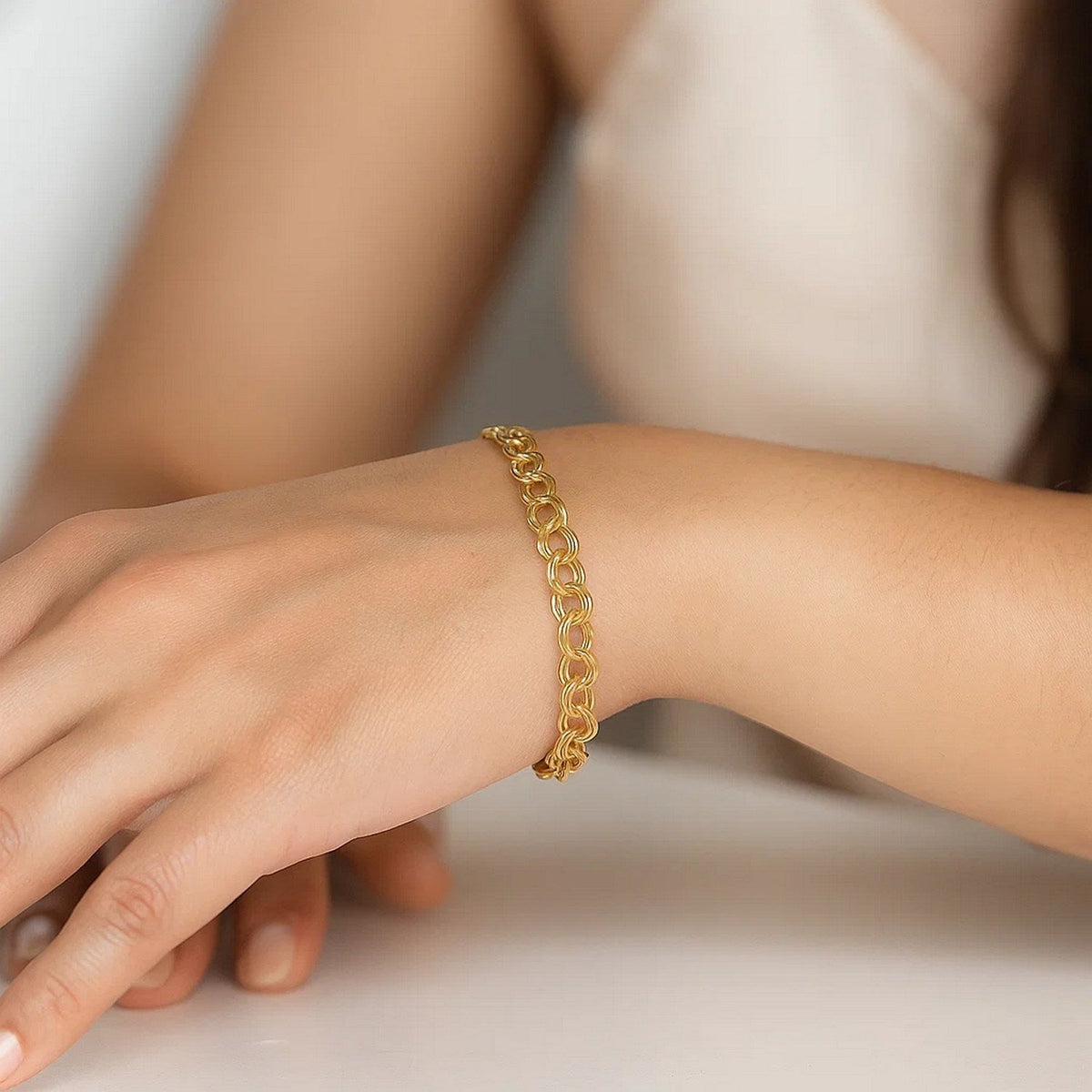 14k Yellow Gold Lite Charm Bracelet (4.00 mm) - LinkagejewelrydesignLinkagejewelrydesign