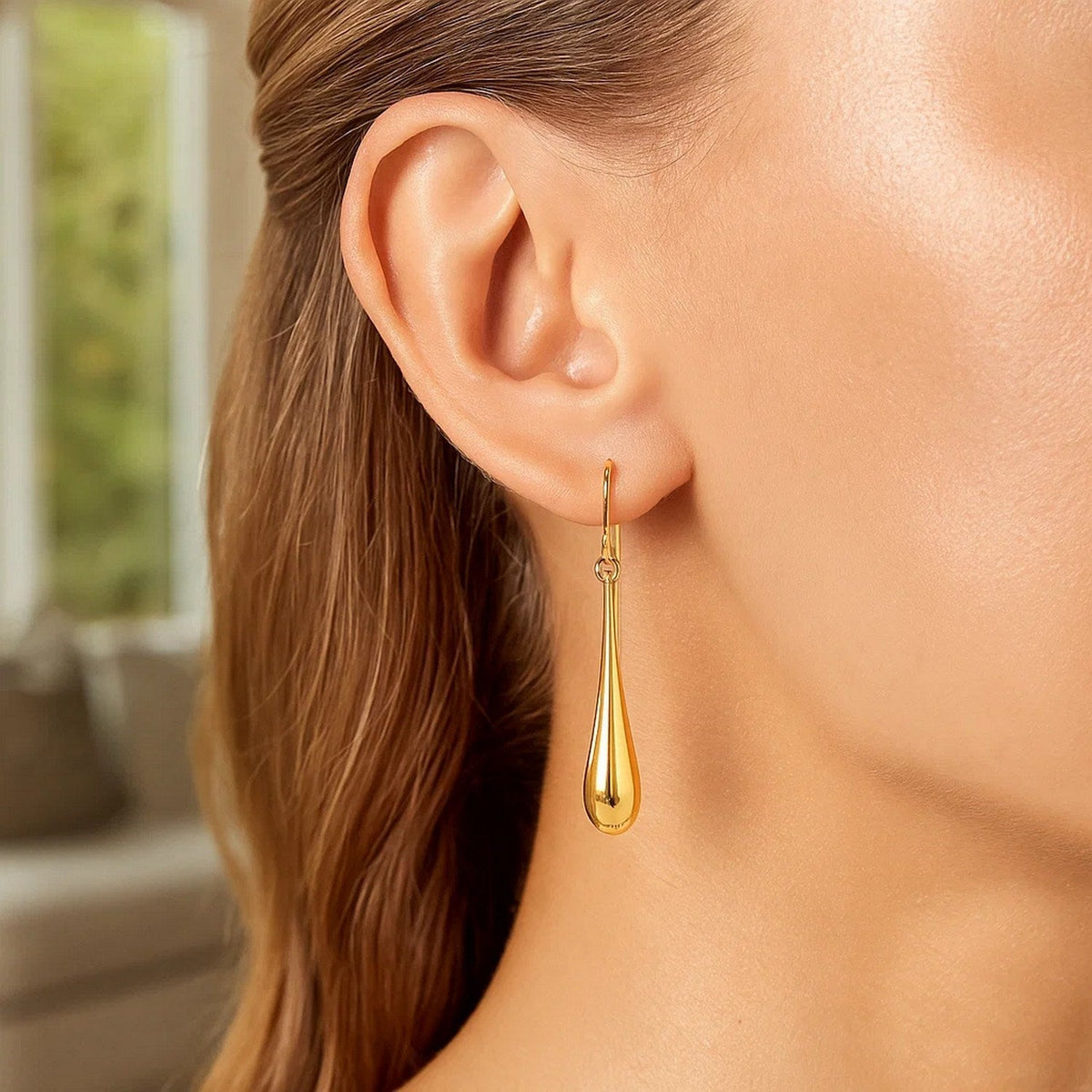 14k Yellow Gold Long Polished Teardrop Dangling Earrings - LinkagejewelrydesignLinkagejewelrydesign