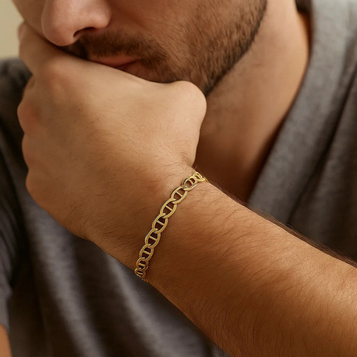 14k Yellow Gold Mariner Link Bracelet (4.50 mm) - LinkagejewelrydesignLinkagejewelrydesign