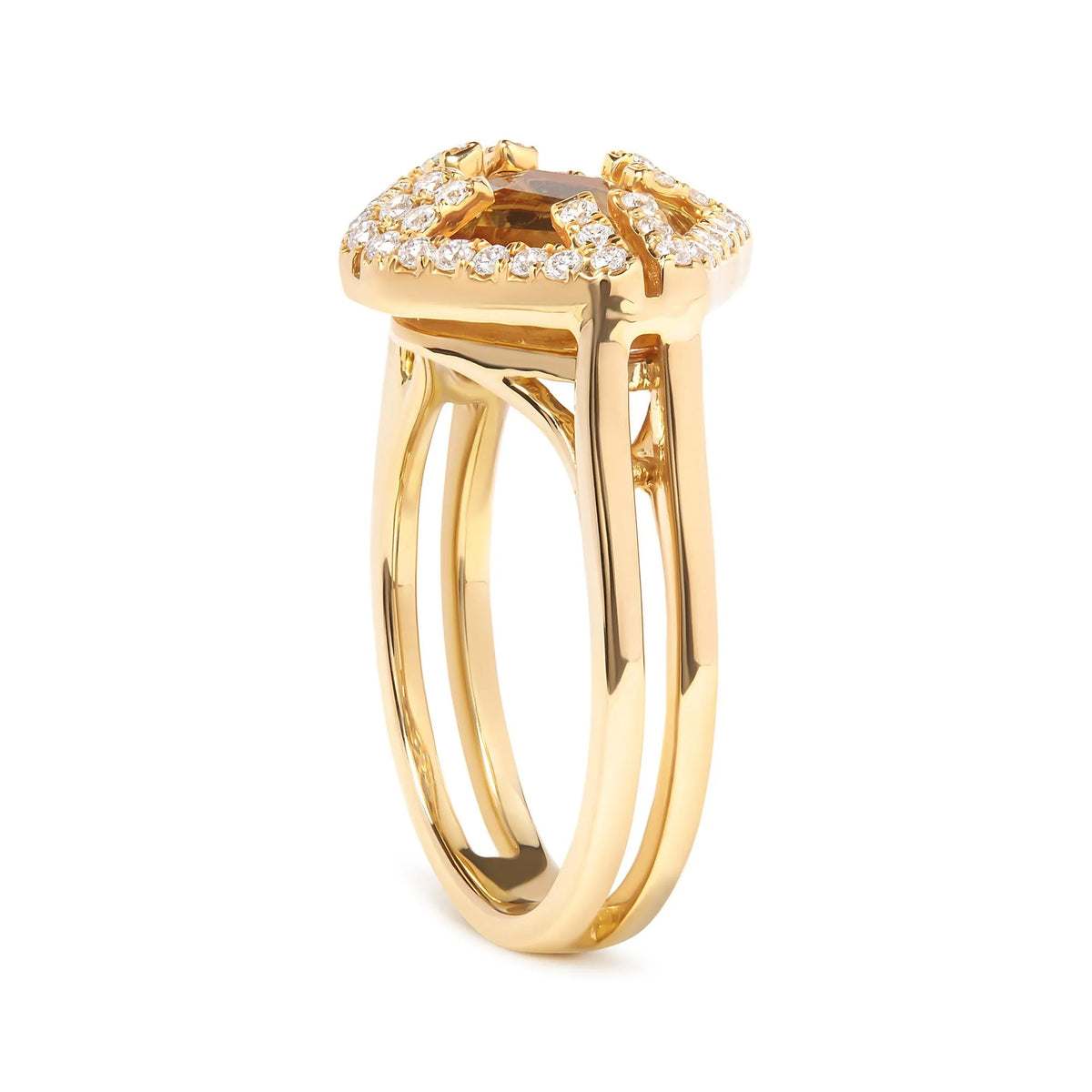 14K Yellow Gold Marquise - Cut Yellow Citrine and 1/3 Cttw Diamond Halo Cocktail Ring (G - H Color, SI1 - SI2 Clarity) - Size 7 - LinkagejewelrydesignLinkagejewelrydesign