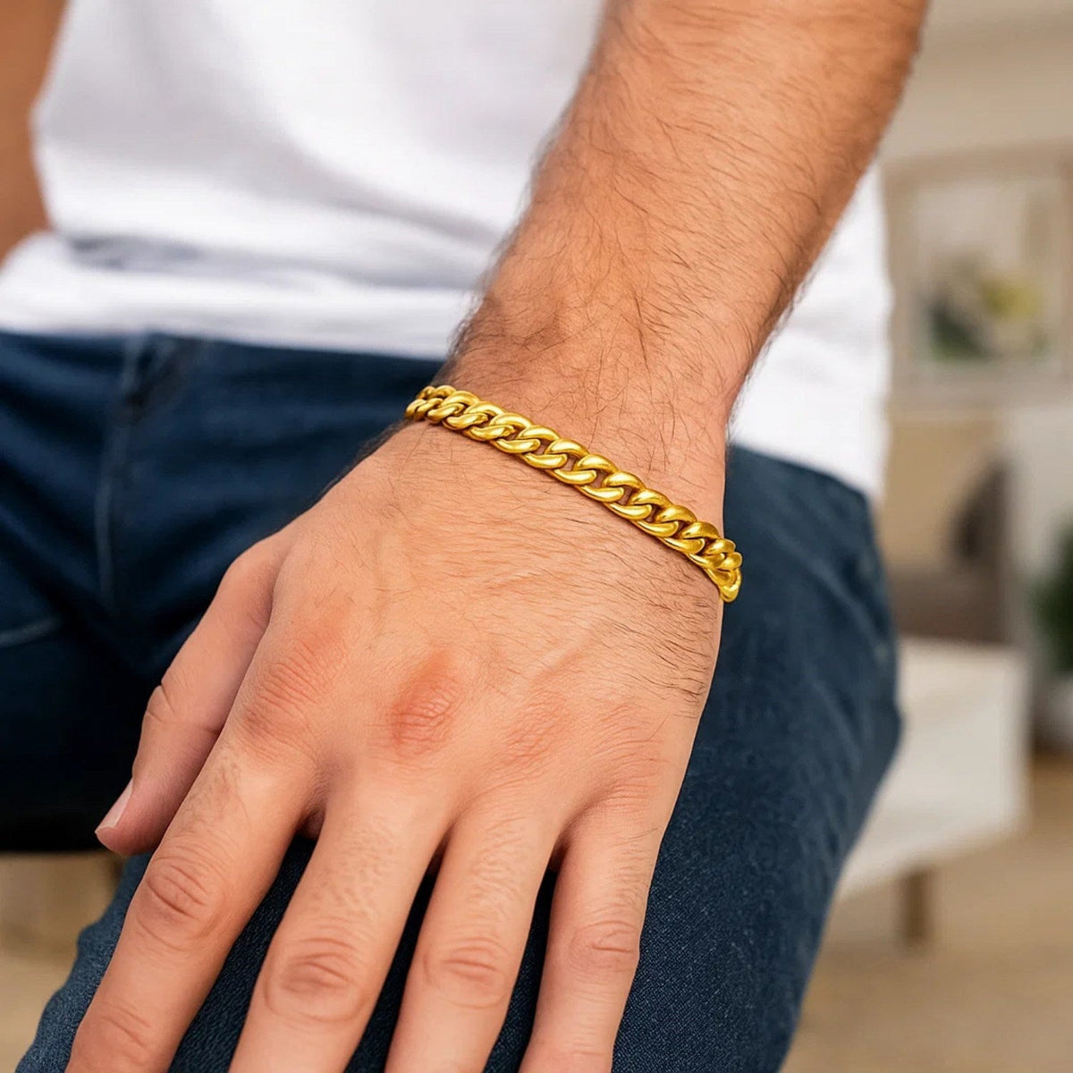 14k Yellow Gold Miami Cuban Semi Solid Bracelet (7.00 mm) - LinkagejewelrydesignLinkagejewelrydesign