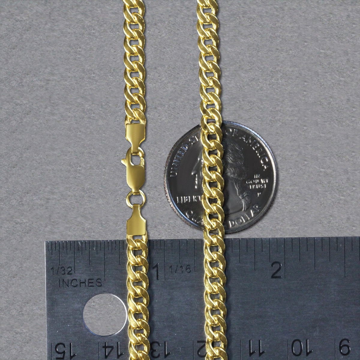 14k Yellow Gold Miami Cuban Semi Solid Chain (4.50 mm) - LinkagejewelrydesignLinkagejewelrydesign
