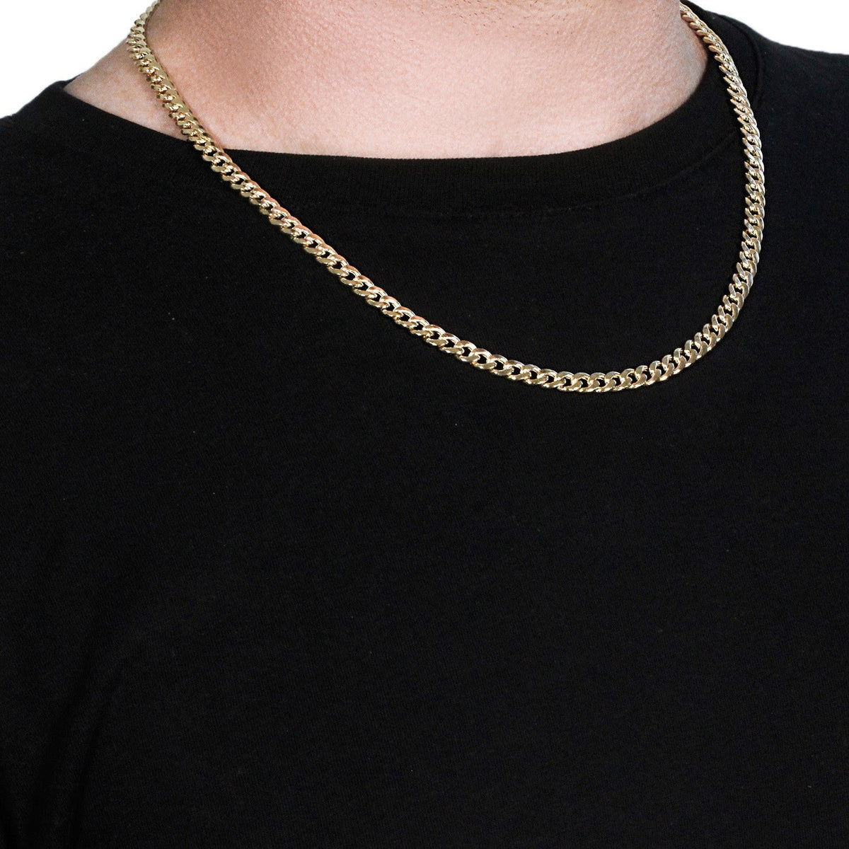 14k Yellow Gold Miami Cuban Semi Solid Chain (5.50 mm) - LinkagejewelrydesignLinkagejewelrydesign