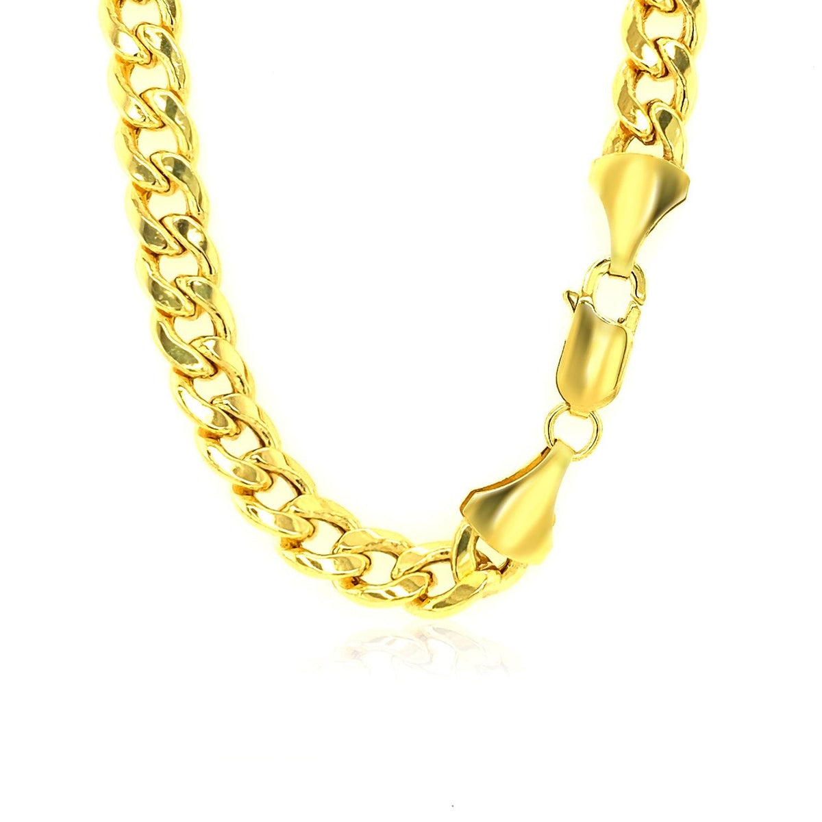 14k Yellow Gold Miami Cuban Semi Solid Chain (7.00 mm) - LinkagejewelrydesignLinkagejewelrydesign