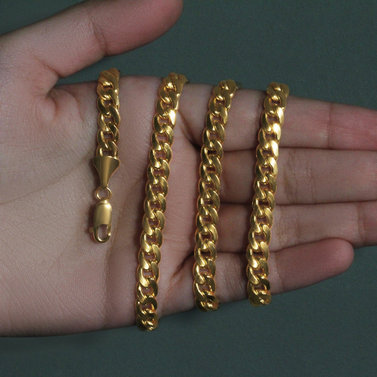 14k Yellow Gold Miami Cuban Semi Solid Chain (7.00 mm) - LinkagejewelrydesignLinkagejewelrydesign