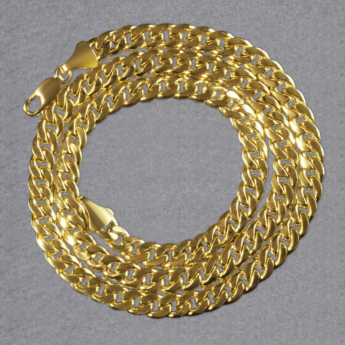 14k Yellow Gold Miami Cuban Semi Solid Chain (7.00 mm) - LinkagejewelrydesignLinkagejewelrydesign