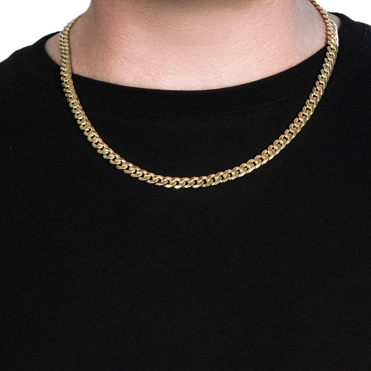 14k Yellow Gold Miami Cuban Semi Solid Chain (7.00 mm) - LinkagejewelrydesignLinkagejewelrydesign